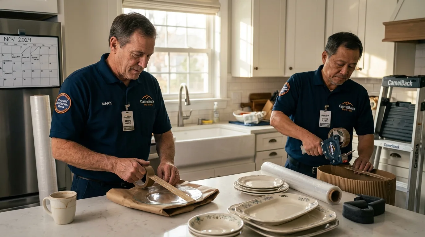 Professional crew packing kitchen dishware in Bethany, MO